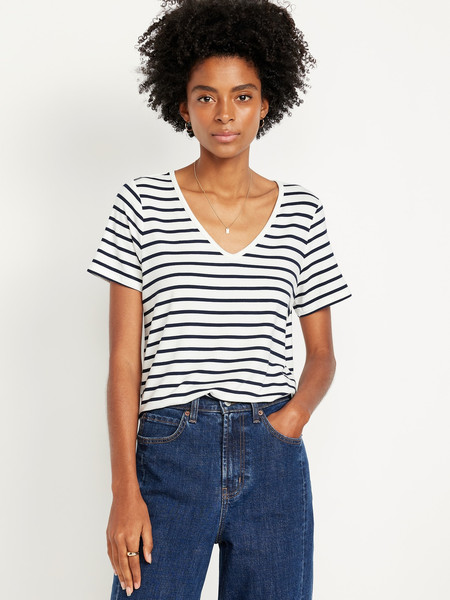 Luxe V-Neck Striped T-Shirt | Old Navy (US)