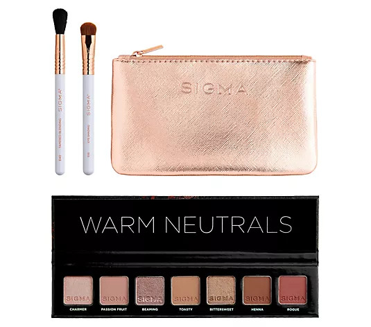 Sigma Beauty Warm Neutrals Mini with Getaway Glam Brush Set | QVC