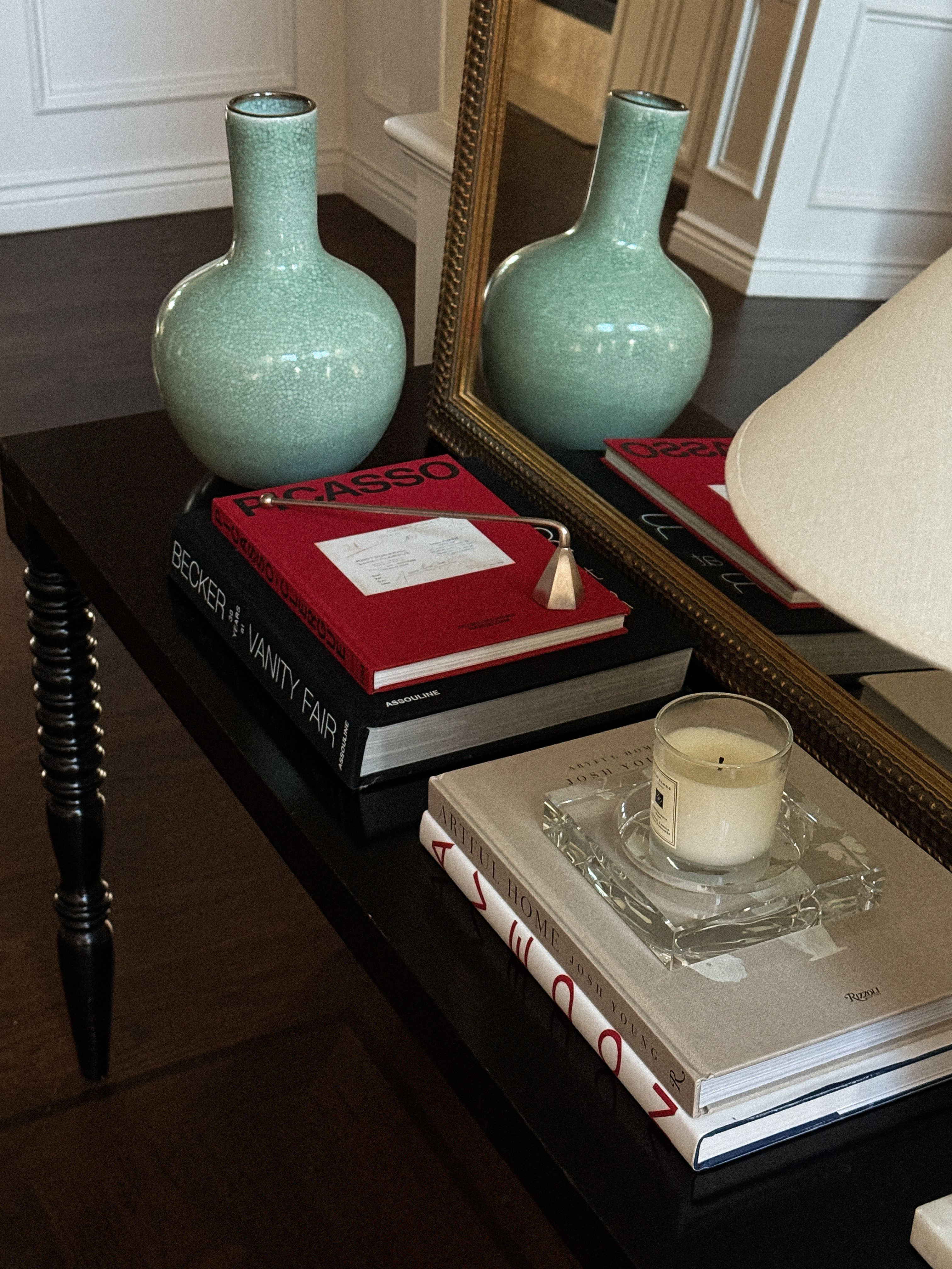 Entryway console styling crystal dish jade vase candle snugger 

#LTKHome