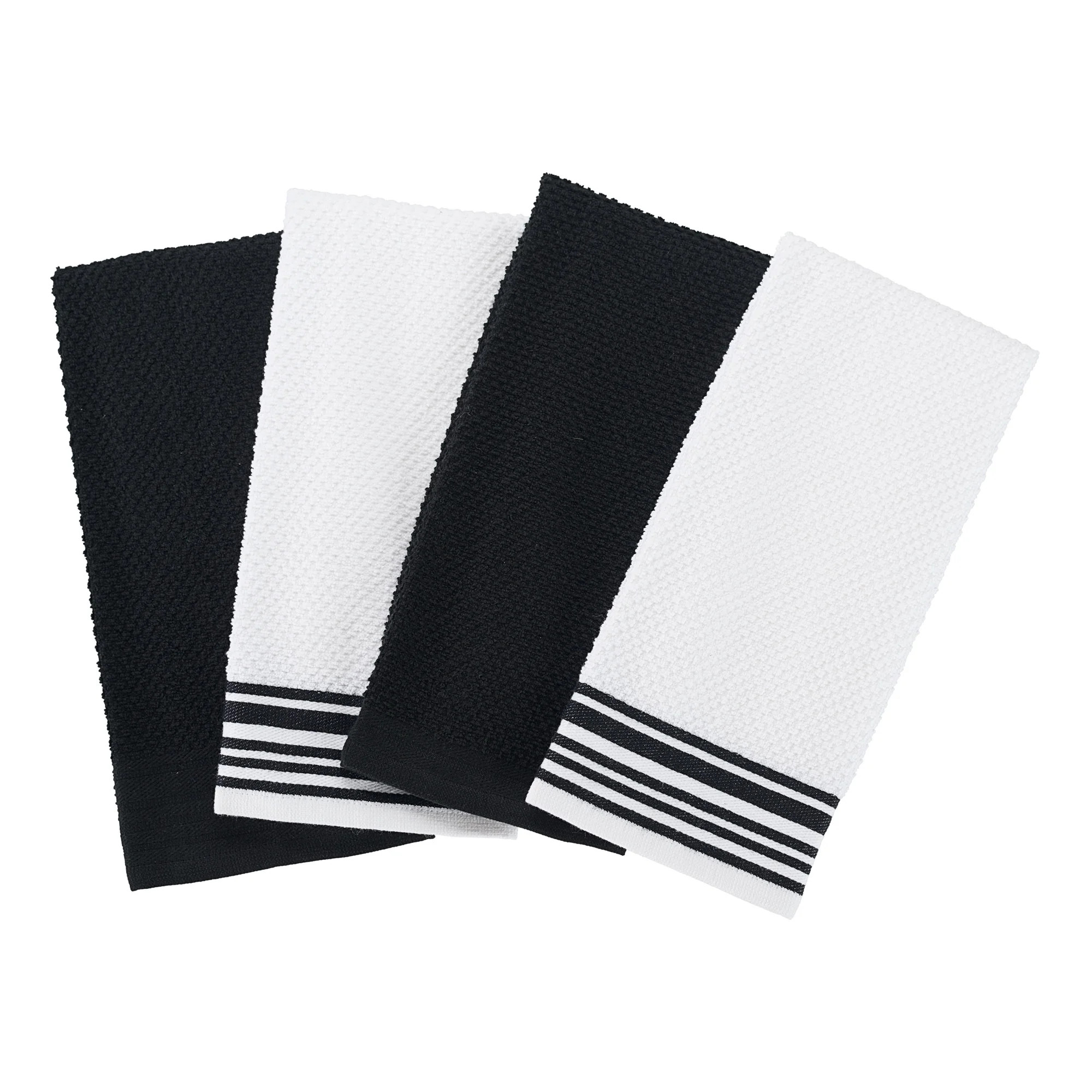 Mainstays 4-Pack 16”x26” Woven Kitchen Towel Set, Rich Black - Walmart.com | Walmart (US)