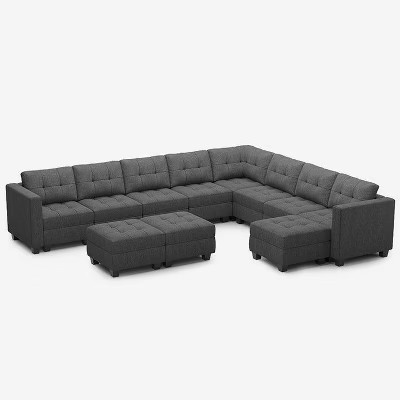 Belffin Modular Weave Sofa with Storage Seat and Ottoman (9 Seats + 11 Sides),Charcoal Gray | Target