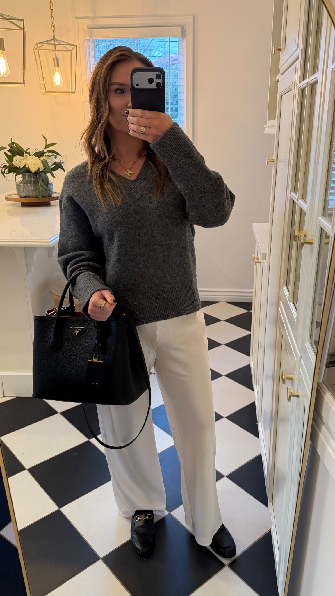 Cozy rainy day work outfit - Vince sweater, with Reformation satin pants (regular & petite!) and Gucci slides. 

#Ootd #WorkOutfit #SatinPants #Gucci #Prada #Vince #Reformation #RainyDayOutfit #OfficeStyle #OfficeOutfit #OfficeChic #Corporate #WorkBag #UncommonJames #Gold

#LTKootd #LTKPetite #LTKWorkwear