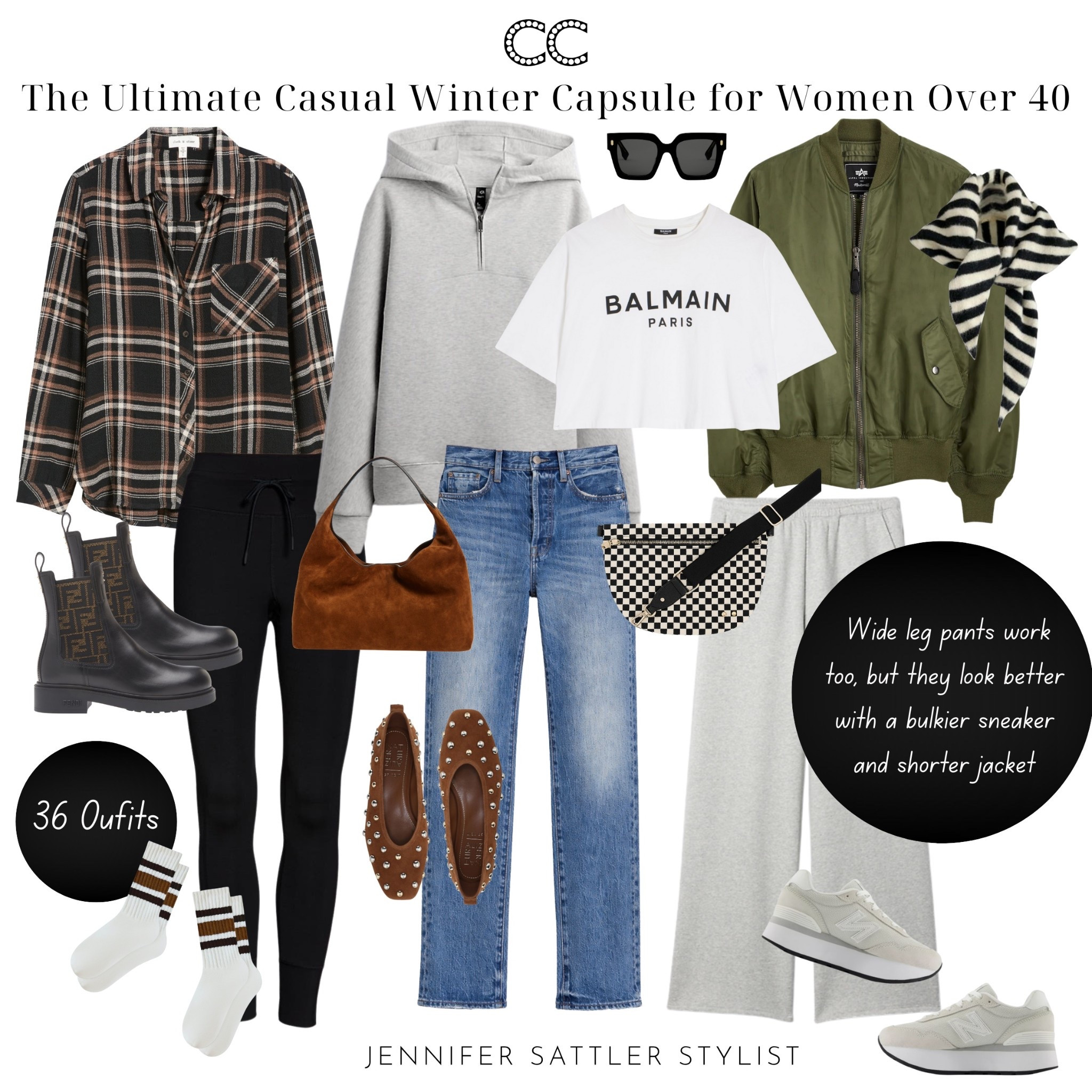 More ⬇️ https://closetchoreography.com/the-ultimate-casual-winter-capsule-wardrobe-for-women-over-40/

 Seven pieces. Thirty-six outfits. This casual winter capsule is built around the staples you already love—jeans, leggings, a quarter-zip, elevated sweats, a button-up, a great tee, and a versatile jacket. Pick your style lane, stick to your color story, and get dressed faster while looking more put-together than ever. 