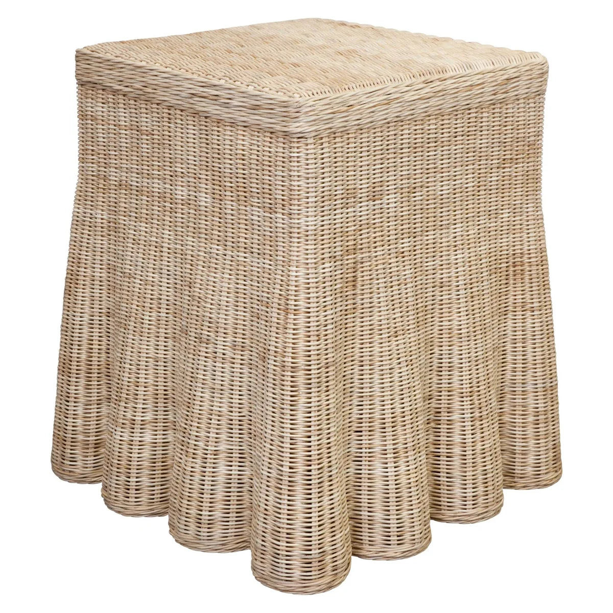 Harvested Rattan Scalloped Square Side Table | The Well Appointed House, LLC