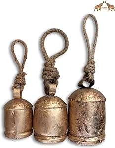 Mango Gifts Harmony Antique Gold Finish Decorative Large Cow Garden Bells with Wooden Clapper Set... | Amazon (US)