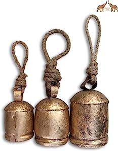 Mango Gifts Harmony Antique Gold Finish Decorative Large Cow Garden Bells with Wooden Clapper Set... | Amazon (US)