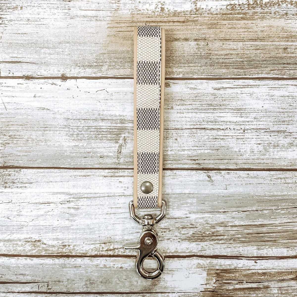 Wristlet with Clasp in Upcycled LV Damier Azur | Sparkl