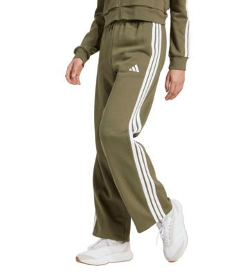 adidas Women's Essentials Three Stripes Fleece Open Hem Pants - Gray | Macy's