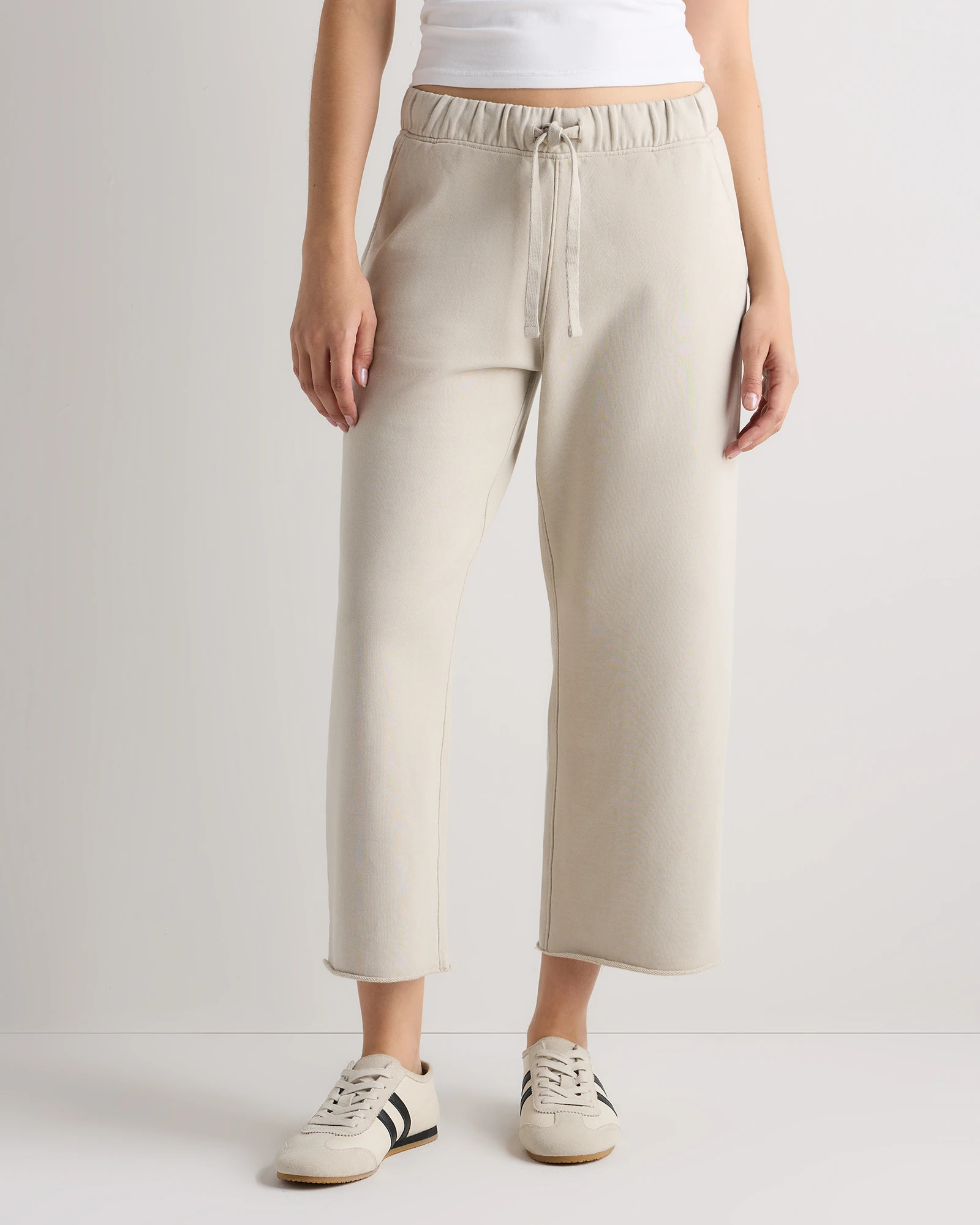 Quince | Women's Organic French Terry Cropped Wide Leg Pants in Classic White, Size XS, Organic Cotton | Quince