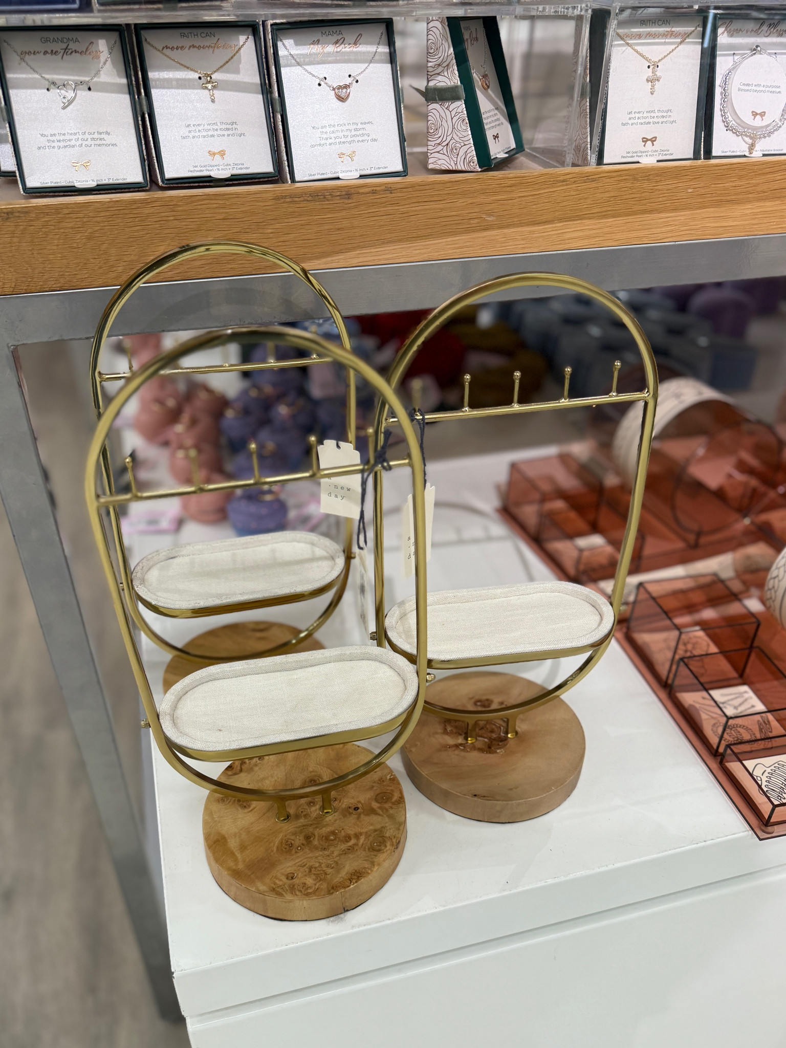 The cutest standing jewelry organizer! It featured a Burlwood stand, so pretty. Currently on sale for 30% off! This would be a great gift idea for under $25! 

#LTKFindsUnder50 #LTKGiftGuide #LTKHome