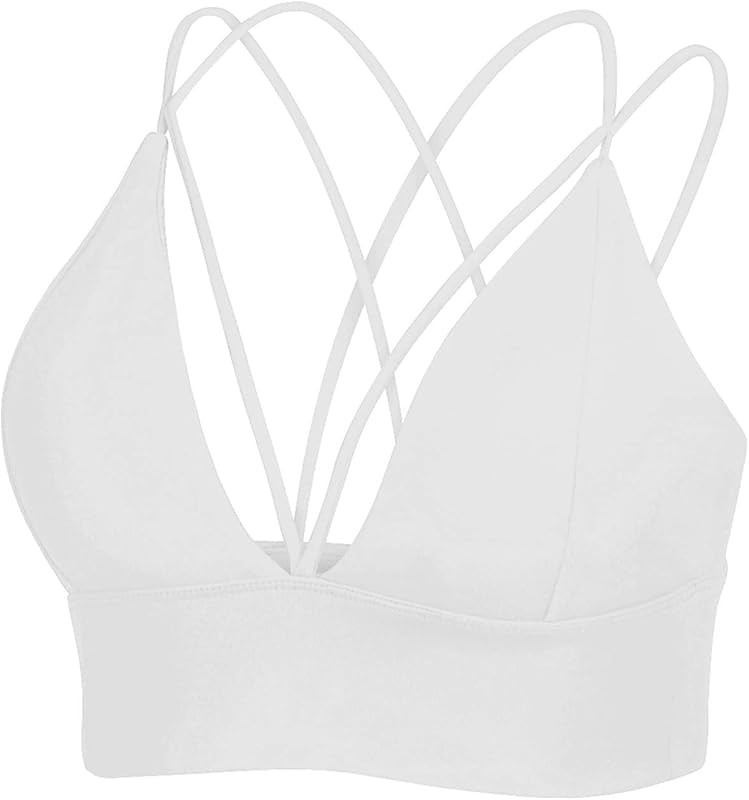 MotoRun Padded Strappy Sports Bras for Women Criss Cross Back Medium Support Workout Running Yoga... | Amazon (US)