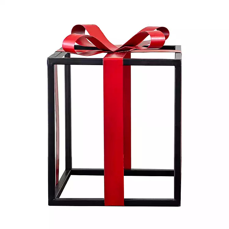 Open Metal Gift with Bow, 9 in. | Kirkland's Home