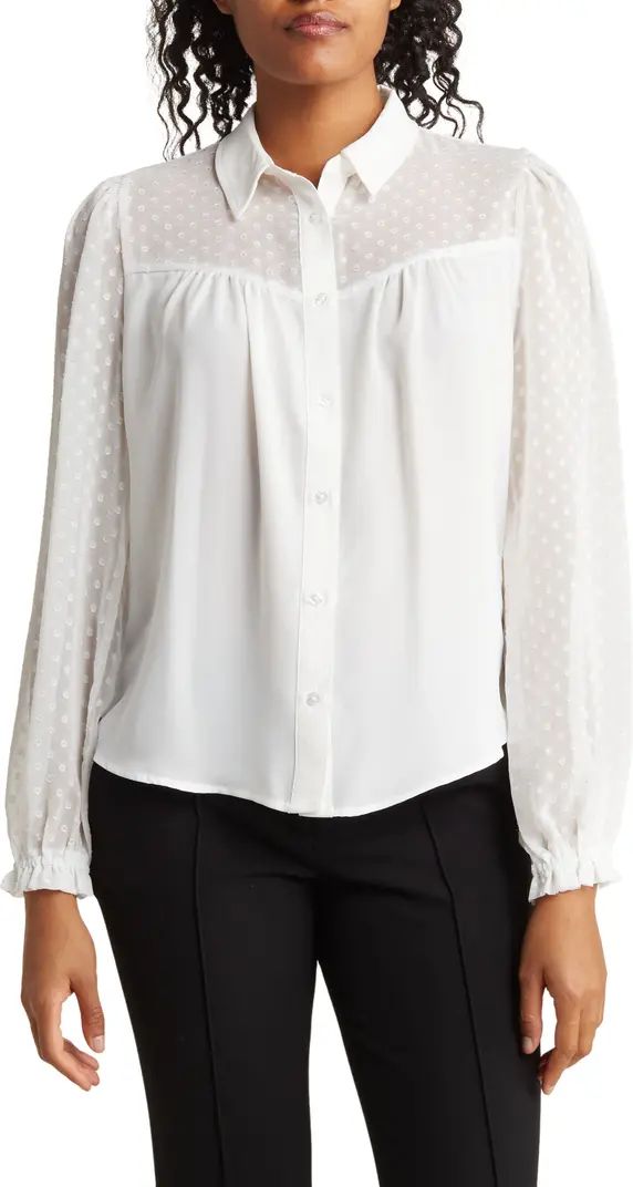 Button Front Balloon Sleeve Top | Nordstrom Rack