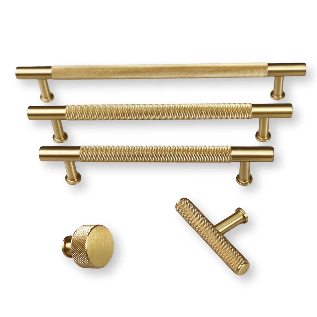 Knurled Cabinet Handle in Satin Brass | Wayfair North America
