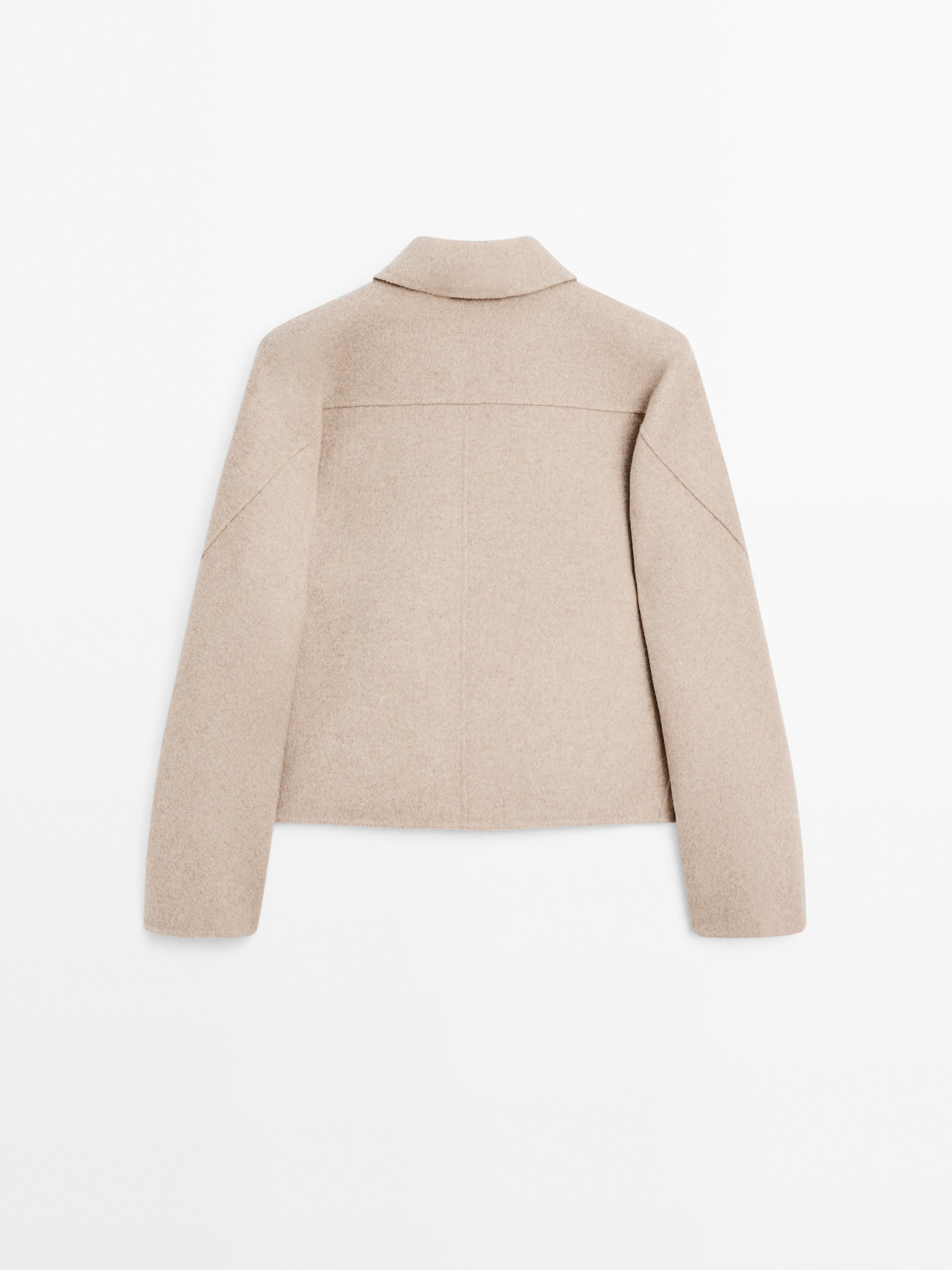 Cropped wool blend jacket · Pearl Grey · Coats And Jackets | Massimo Dutti | Massimo Dutti UK