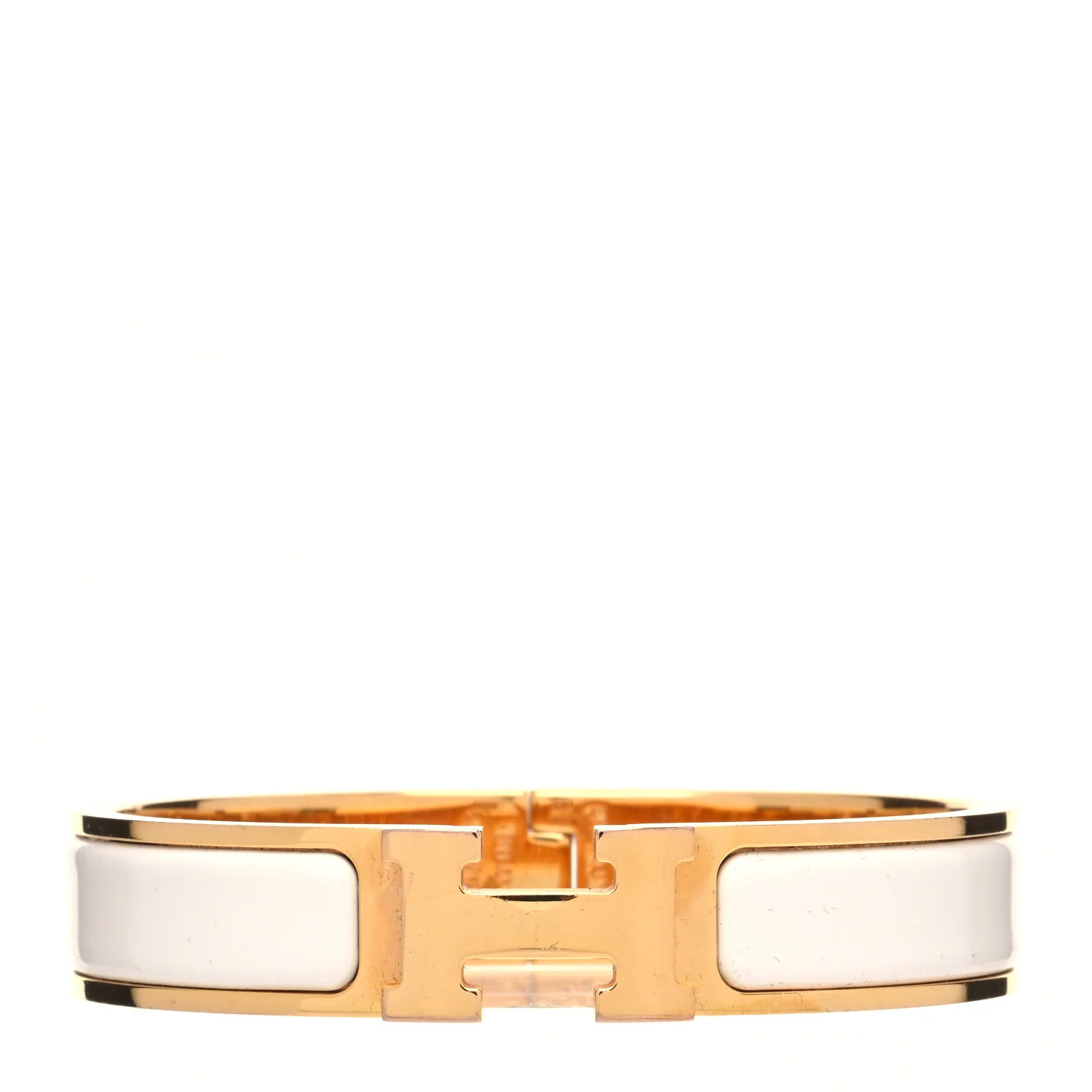 Enamel Narrow Clic Clac H Bracelet PM White | FASHIONPHILE (US)