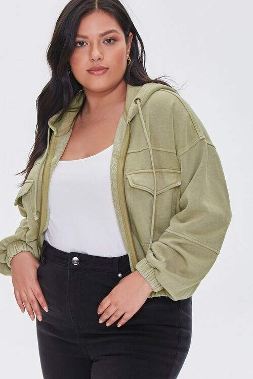Plus Size Hooded Flap-Pocket Jacket | Forever 21 (US)