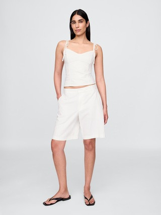 365 Low Rise Linen-Blend Trouser Shorts | Gap (CA)