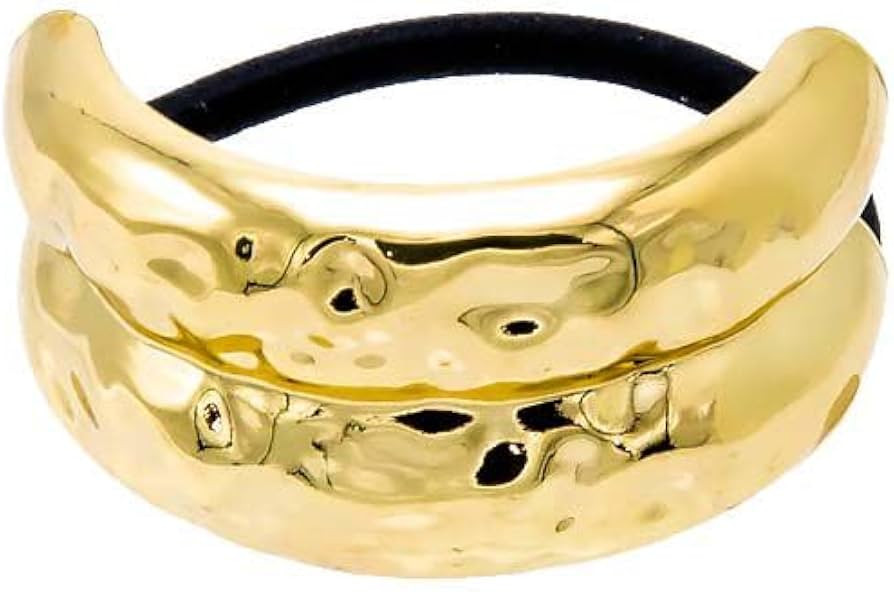 Metal Hair Ties Ponytail Hair Cuff, Simple Metal Fashion Ellipse Elastic Hair Bands, Geometric Ho... | Amazon (US)