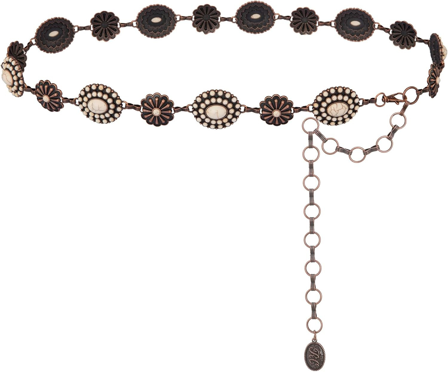 Montana West Rustic Couture's Turquoise Western Concho Chain Belt for Women | Amazon (US)