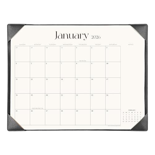 Simplified Desk Calendar 2026 with Desktop Mat, Cabbrix Large Desk Pad Calendar 21" x 16-1/2" January 2026 to June 2027, Desk Blotter Calendar for Home School and Office (Dark Black) | Amazon (US)