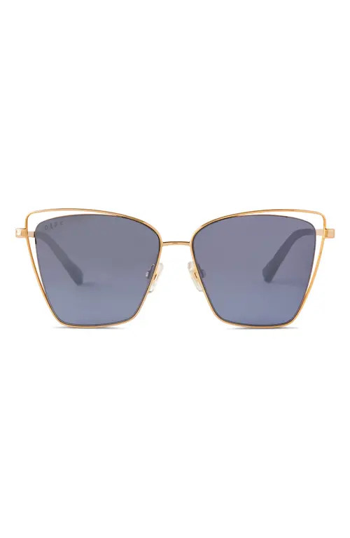 DIFF Becky III 57mm Floating Cat Eye Sunglasses in Gold /Blue at Nordstrom | Nordstrom