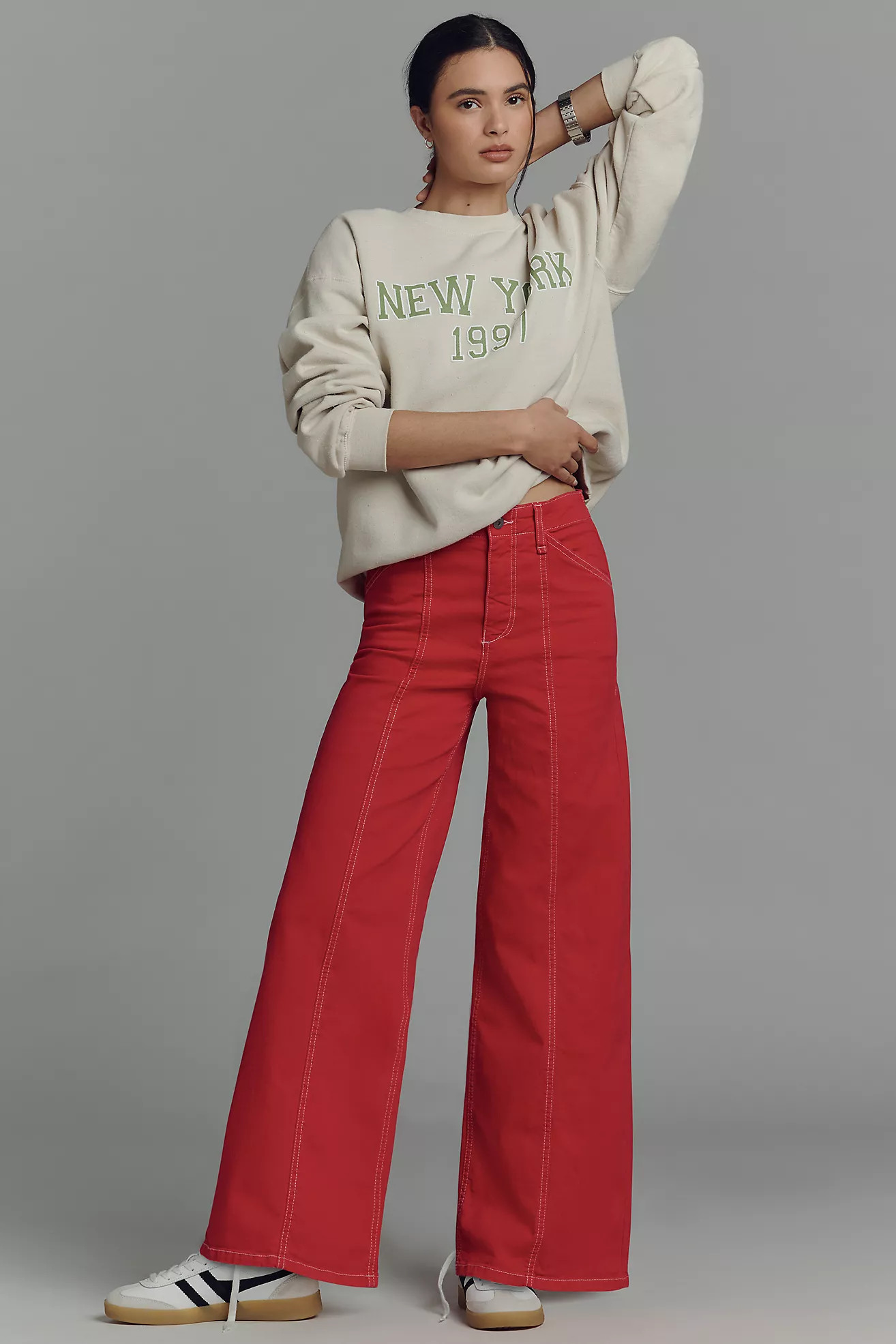 The Delaney Clean-Seamed High-Rise Wide-Leg Jeans by Maeve | Anthropologie (US)
