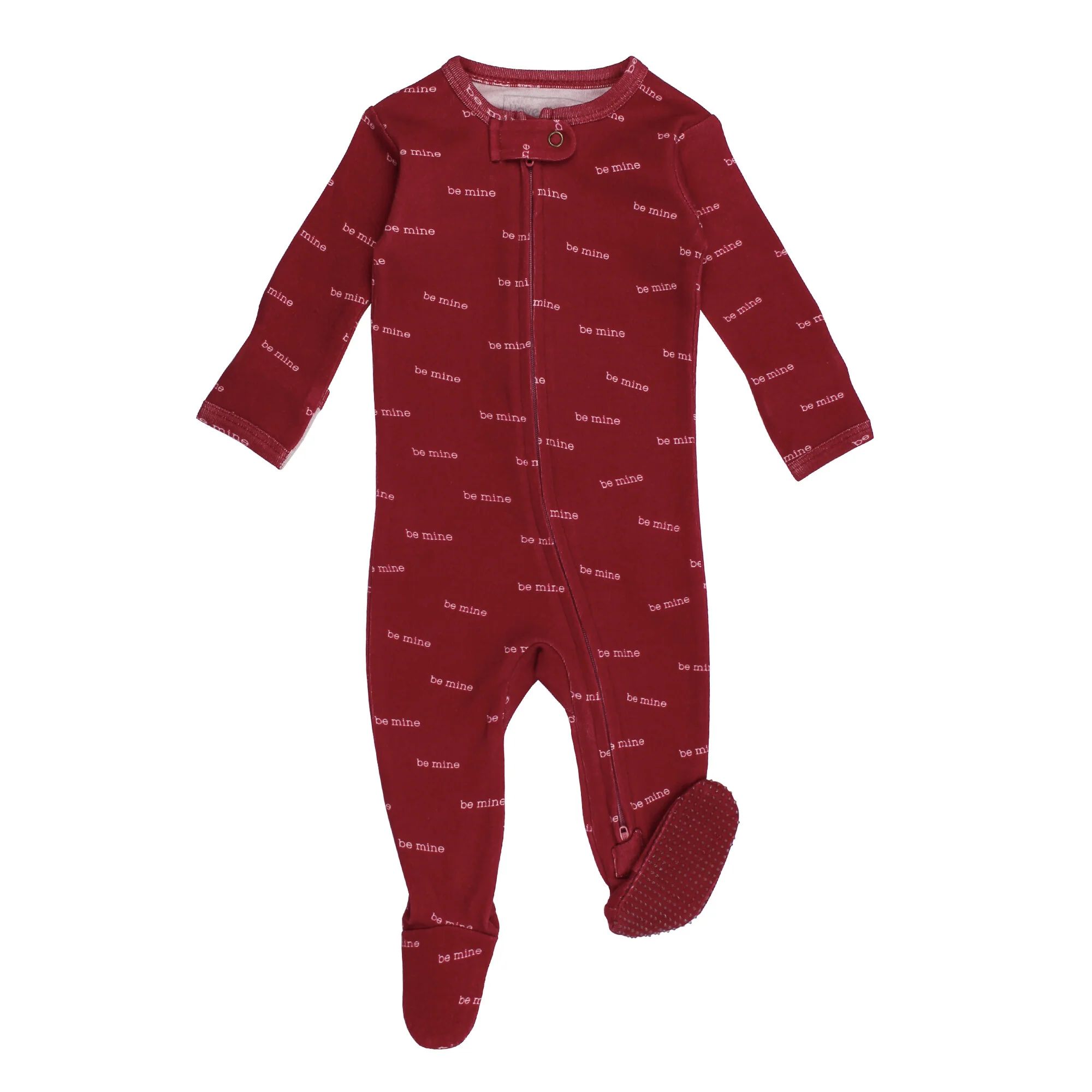 Organic 2-Way Zipper Footie in Be Mine | L'ovedbaby