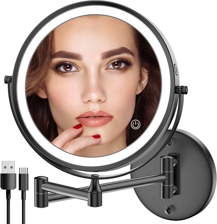 Rocollos Rechargeable Lighted Makeup Mirror, Vanity Mirror with 3 Color Lights, Dimmable Touch Sc... | Amazon (US)
