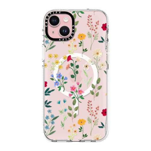 CASETiFY Clear iPhone 15 Plus Case [Not Yellowing / 6.6 ft. 3X Military Grade Drop Protection/Magsafe] - Spring Botanicals 2 - Clear | Amazon (US)