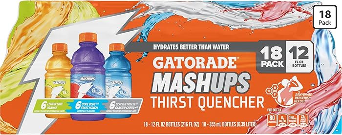 Gatorade Thirst Quencher, Mashups Variety Pack, Cool Blue-Fruit Punch, Lemon-Lime-Orange, Glacier... | Amazon (US)