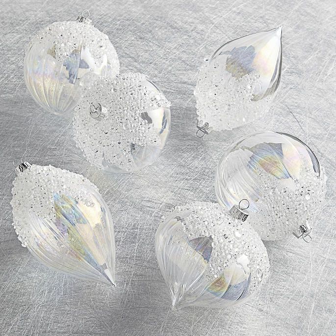 Snowy Cap Glass Ornaments, Set of Six | Frontgate | Frontgate