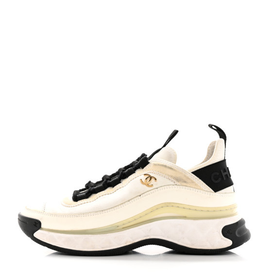 Velvet Calfskin Mixed Fibers CC Sneakers 36 Ivory Black | FASHIONPHILE (US)