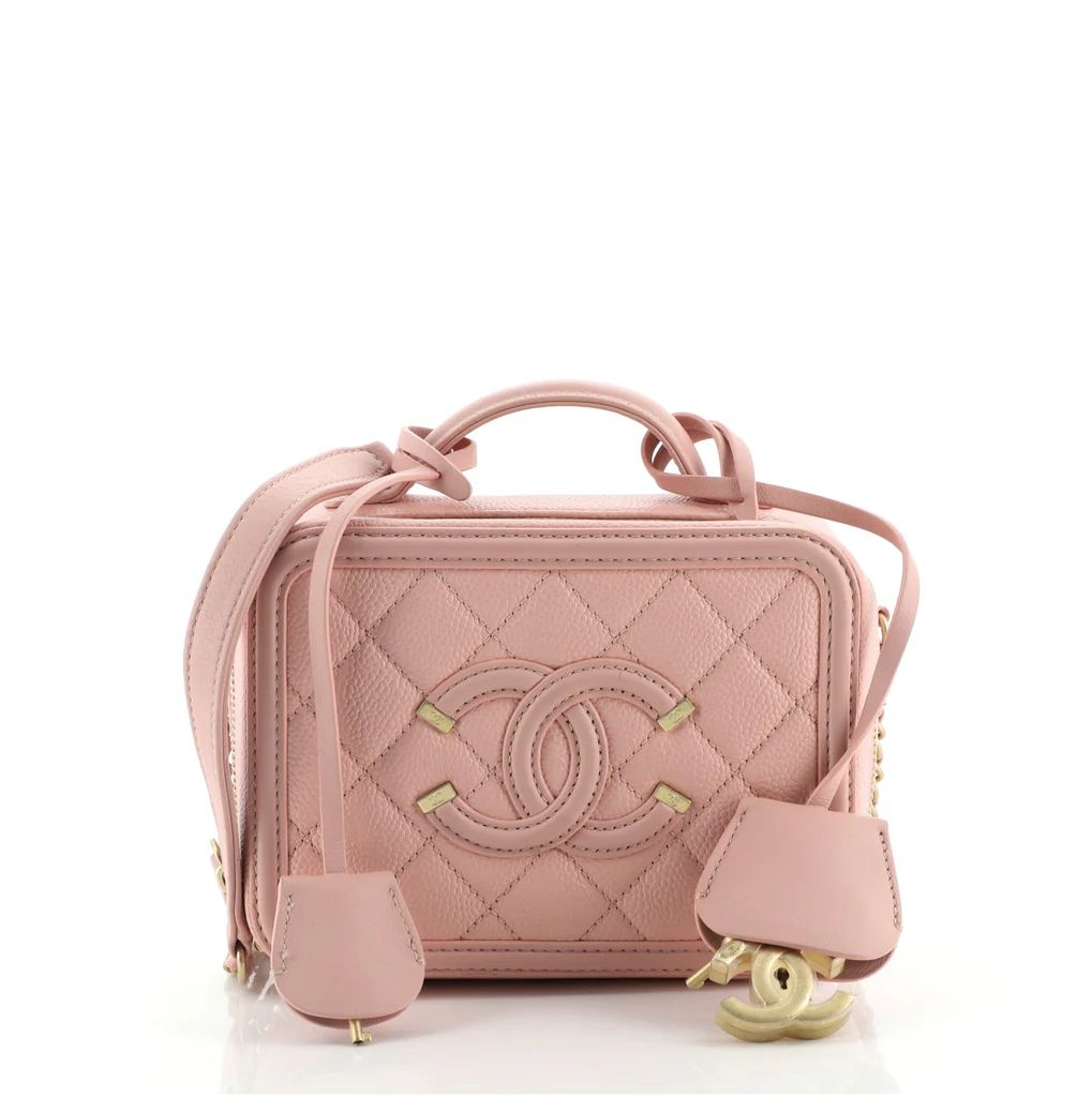 Chanel Filigree Vanity Case Quilted Caviar Small Pink 6957012 | Rebag