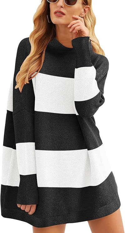 ANRABESS Women Oversized Casual Loose Turtleneck Long Sleeve Slouchy Baggy Knit Tunic Sweaters Pu... | Amazon (US)