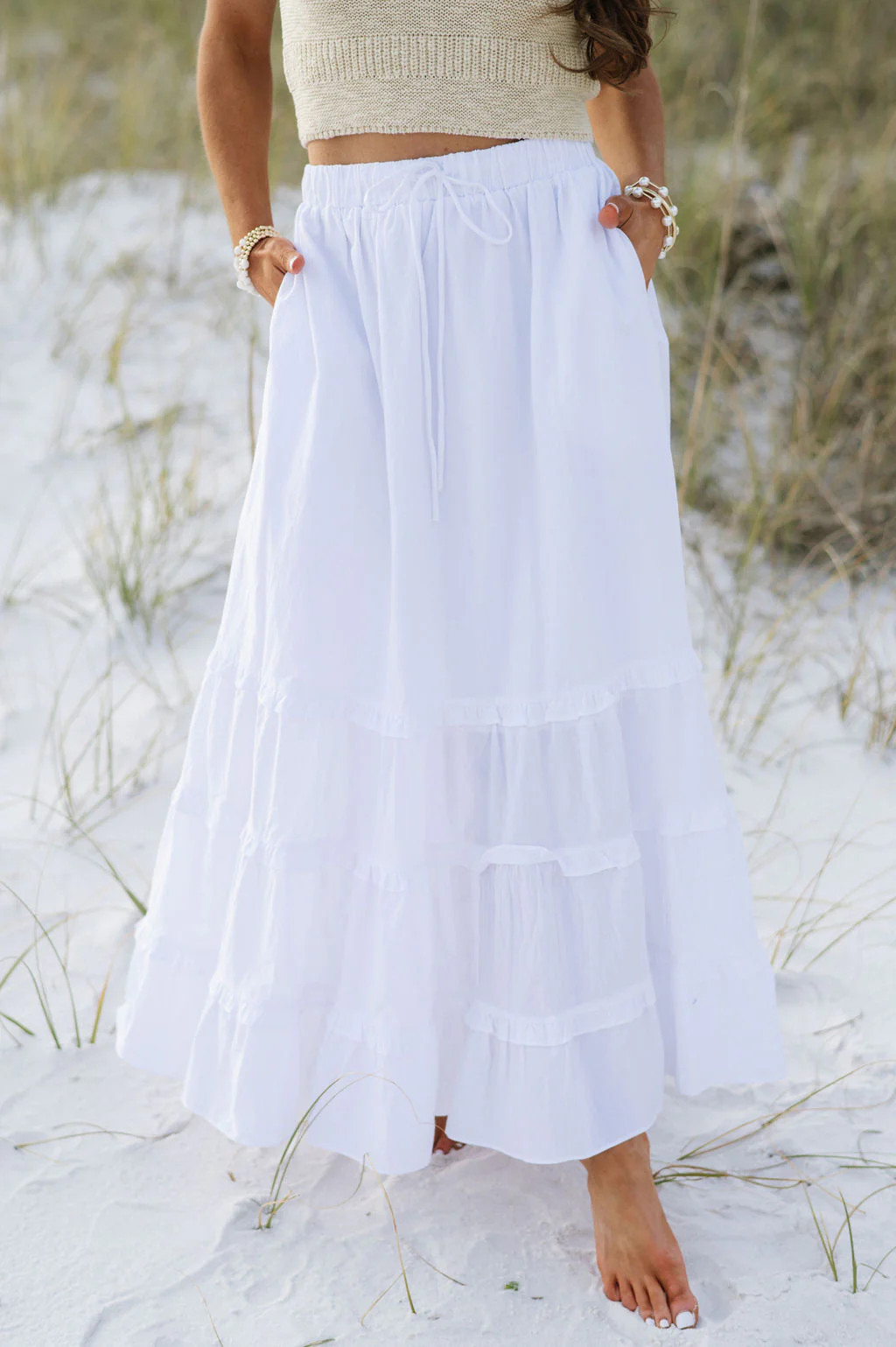 Charlie Tiered Skirt-White | These Three