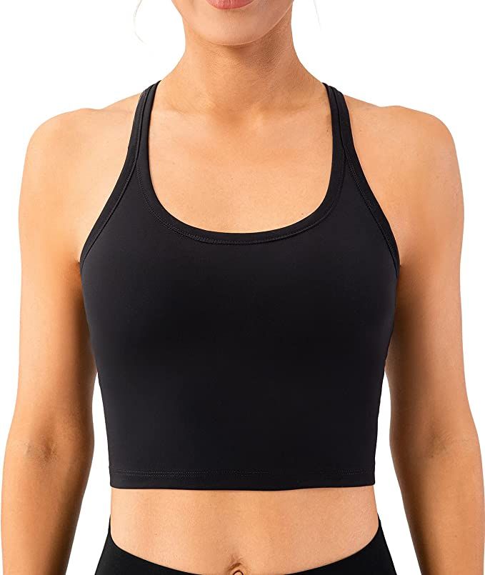 Lavento Women's Racerback Sports Bra Yoga Crop Top with Built in Bra | Amazon (US)