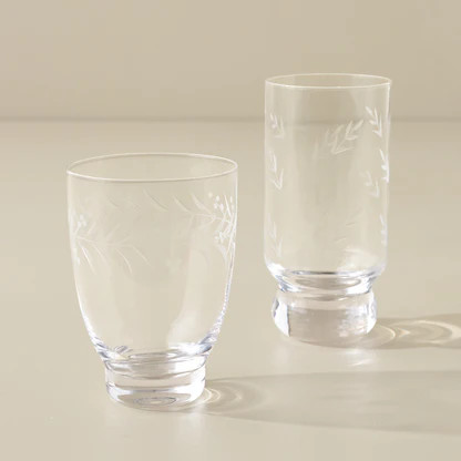 Vintage-Inspired Etched Glass Tumbler | Magnolia