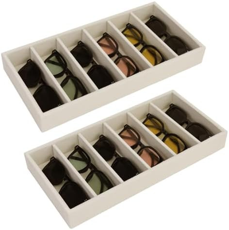 2 Pack Sunglasses Organizer Storage Glasses Holder Velvet Jewelry Tray, Glasses Organizer Eyeglas... | Amazon (US)