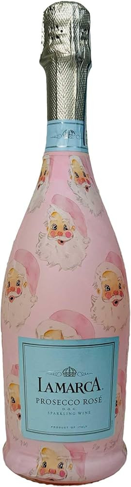 Beau Bottles Limited Edition Watercolor Pink Santa Custom Wine Label Wrap for La Marca 750ml Cham... | Amazon (US)