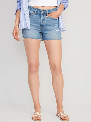 High-Waisted OG Straight Jean Cut-Off Shorts for Women -- 3-inch inseam | Old Navy (CA)