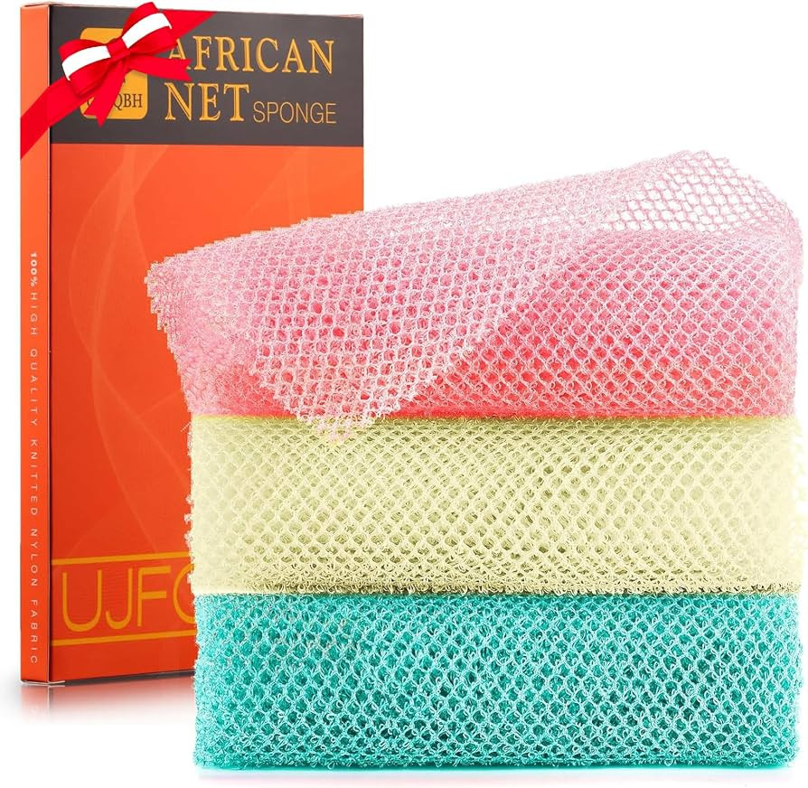 UJFQBH 3 Pieces African Net Sponge, African exfoliating net African Net Long Net Bath Sponge Exfo... | Amazon (US)