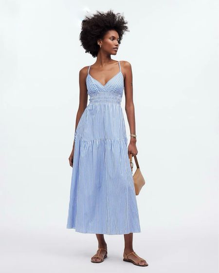 Blue and white striped summer dress, maxi dress 

#LTKxMadewell #LTKsalealert #LTKSeasonal