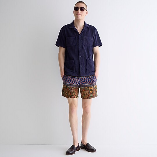 Terry cloth four-pocket camp-collar shirt | J. Crew US