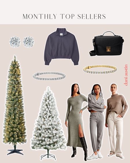 Monthly top sellers! Faux Christmas tree, pencil tree, tennis bracelet, crossbody bag, LV dupe; diamond earrings, sweater dress, Abercrombie jeans, sweat suit, half-zip 

#LTKfindsunder100 #LTKSeasonal #LTKfindsunder50
