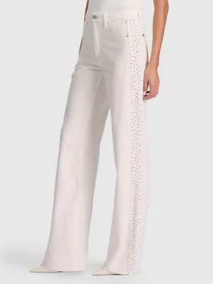 CHIC EMBELLISHED JEAN - OFF WHITE/SILVER | Alice + Olivia