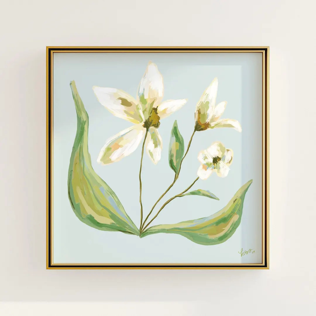 Modern Southern Floral Wall Art | Digital Download of Light Blue White Flower Arrangement | Femin... | Etsy (US)