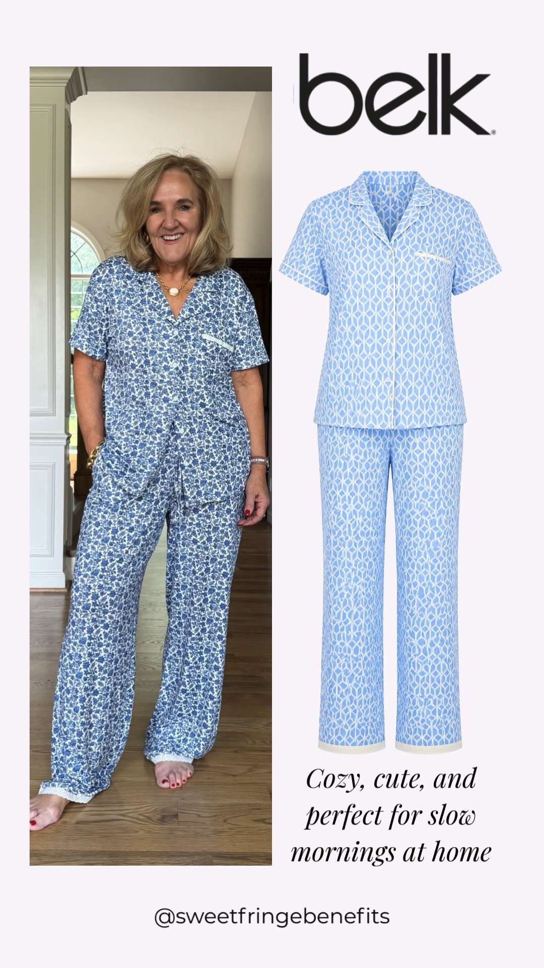 The sweetest pajama sets for cozy mornings at home. Lightweight, comfortable, and so cute. Loving these soft blue prints for summer 🫶🏻 

 #LTKootd #LTKSeasonal #LTKOver40