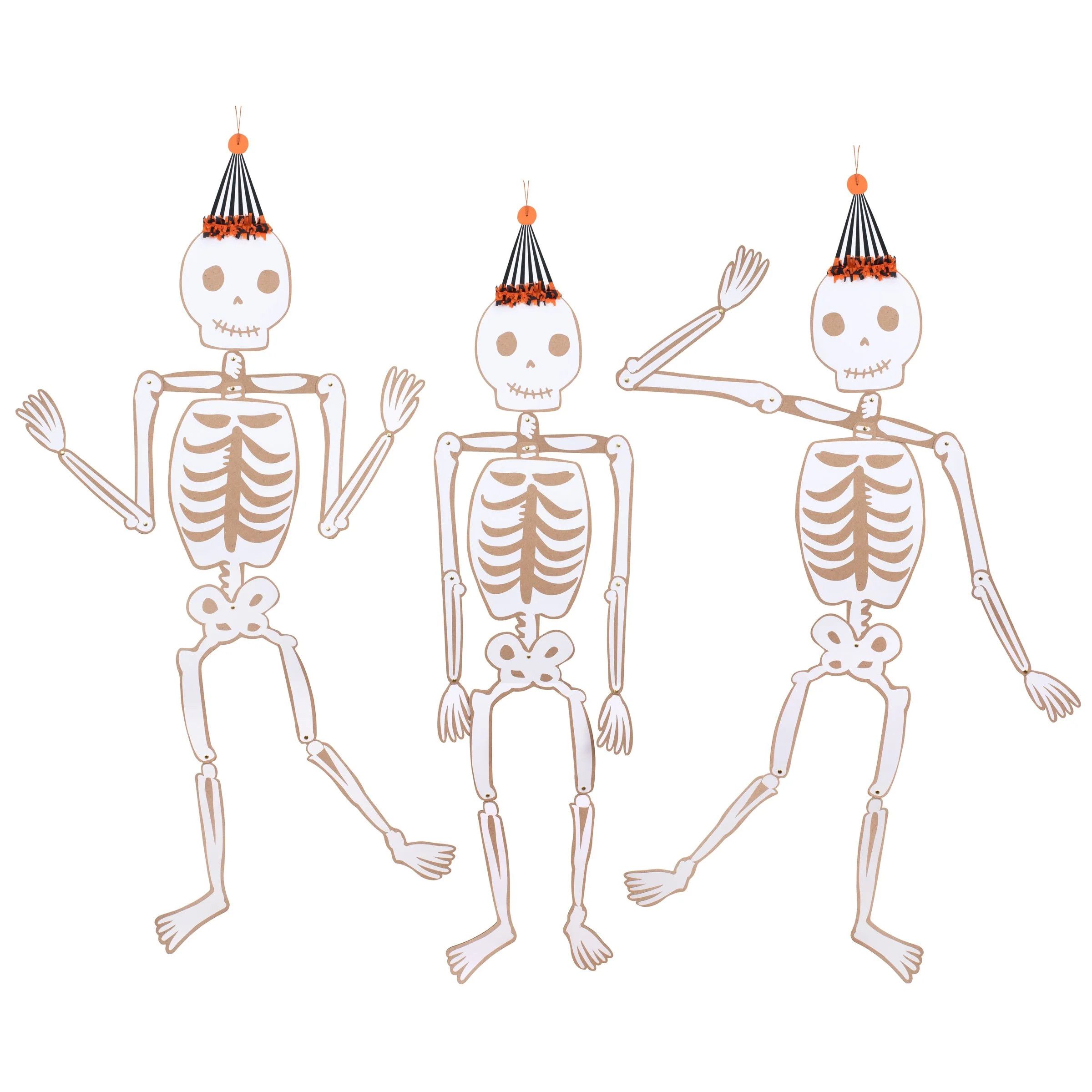Vintage Giant Halloween Jointed Skeletons (x 3) | Meri Meri