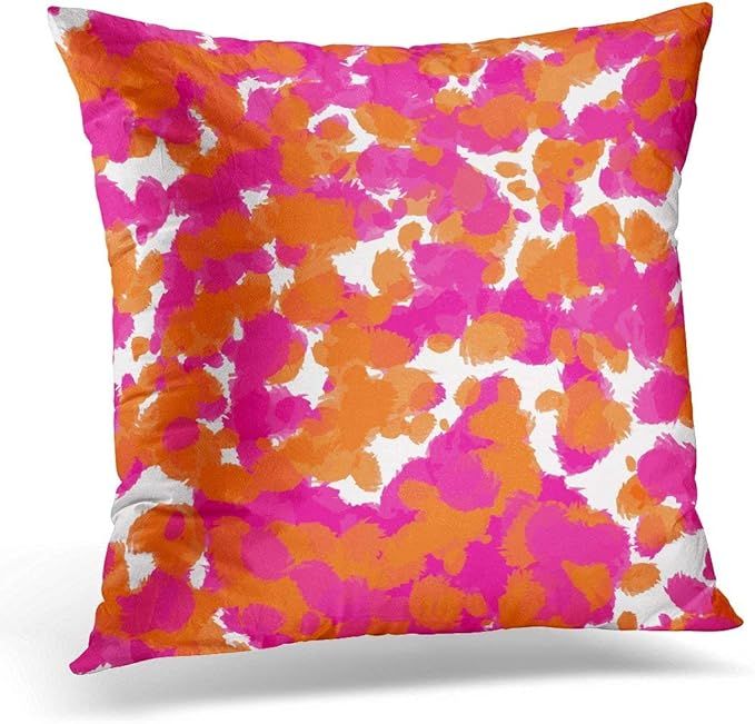 Jbralid Colorful Color Bold Girly Hot Pink Fuchsia Orange Paint Vibrant Pillow Cover Hidden Zippe... | Amazon (US)